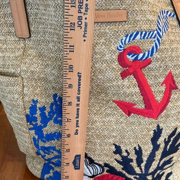 Vera Bradley Beach Bag Tote Faux Straw Nautical Bag Sea Life - Picture 10 of 11